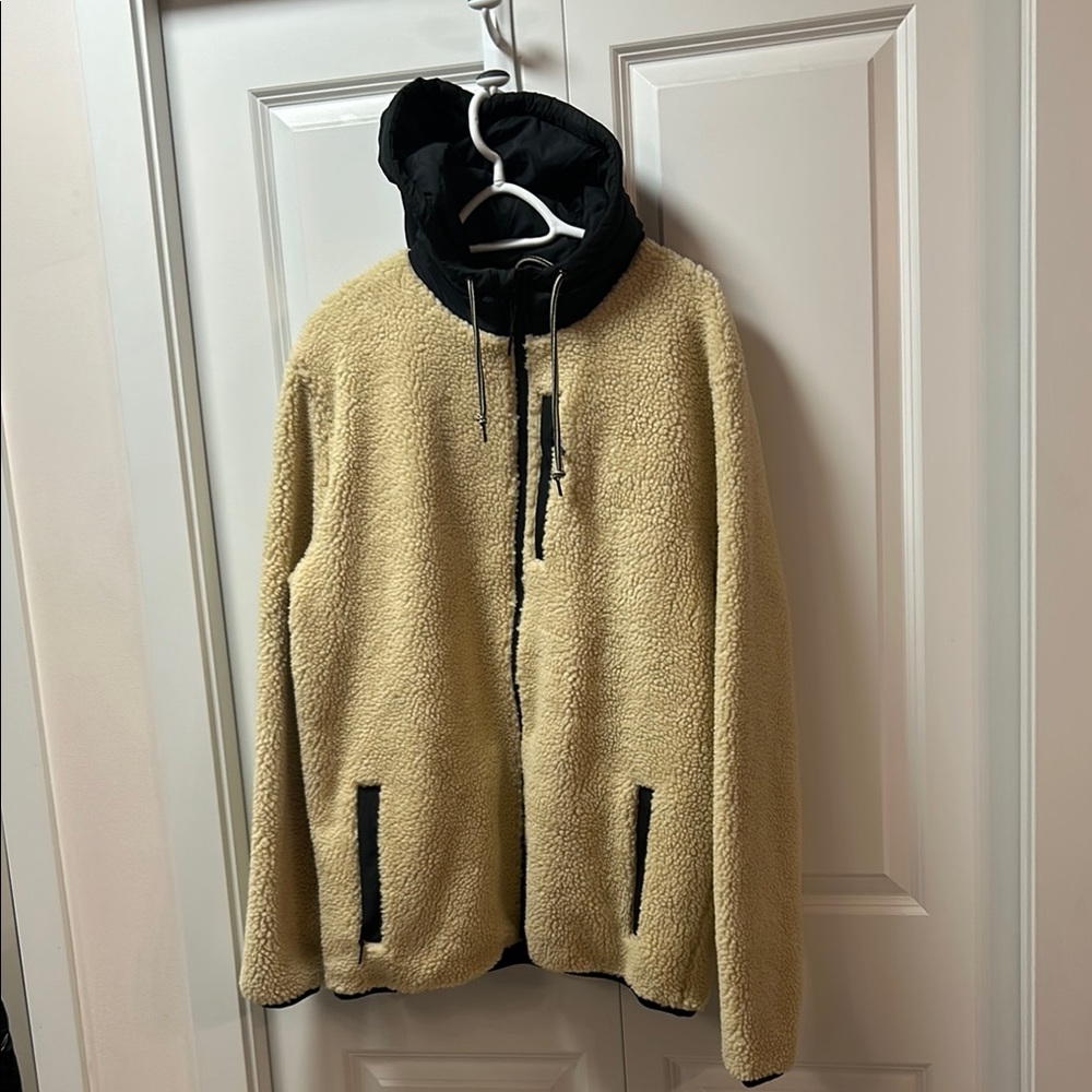 Men's Beige Sherpa Ski Jacket